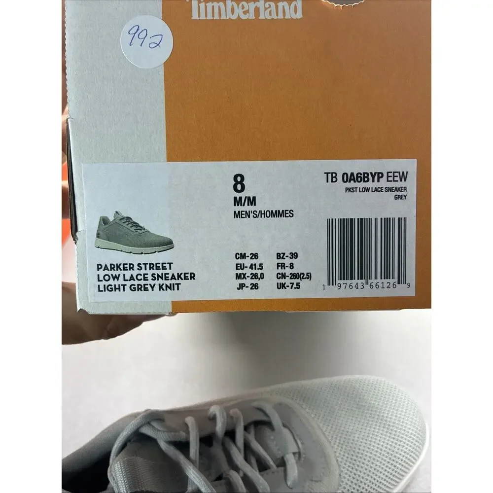 Timberland Parker Street Low TB0A6BYPEEW Sneakers Men's Gray Casual Shoes Size 8